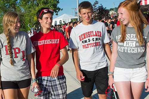 Group of students in RPI clothing